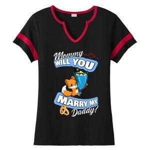 Cute Fox Wedding Offer Mommy Will You Marry My Daddy Gift Ladies Halftime Notch Neck Tee