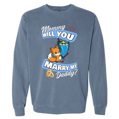 Cute Fox Wedding Offer Mommy Will You Marry My Daddy Gift Garment-Dyed Sweatshirt