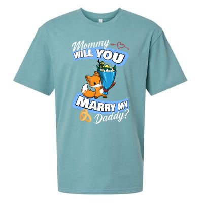 Cute Fox Wedding Offer Mommy Will You Marry My Daddy Gift Sueded Cloud Jersey T-Shirt