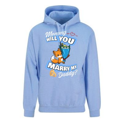 Cute Fox Wedding Offer Mommy Will You Marry My Daddy Gift Unisex Surf Hoodie