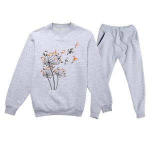 Cat For Women Girl Cute Dandelion Flower Premium Crewneck Sweatsuit Set