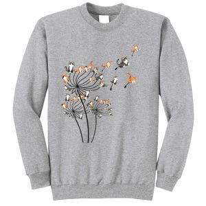 Cat For Women Girl Cute Dandelion Flower Tall Sweatshirt