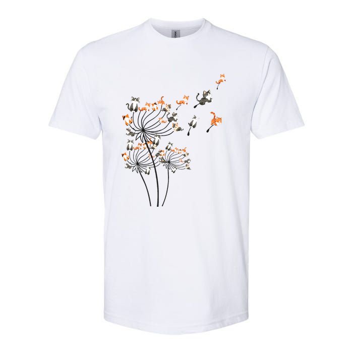 Cat For Women Girl Cute Dandelion Flower Softstyle CVC T-Shirt