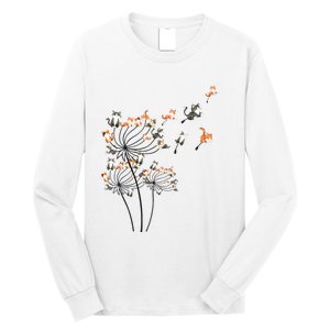 Cat For Women Girl Cute Dandelion Flower Long Sleeve Shirt