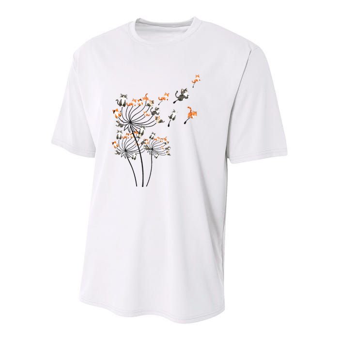 Cat For Women Girl Cute Dandelion Flower Youth Performance Sprint T-Shirt