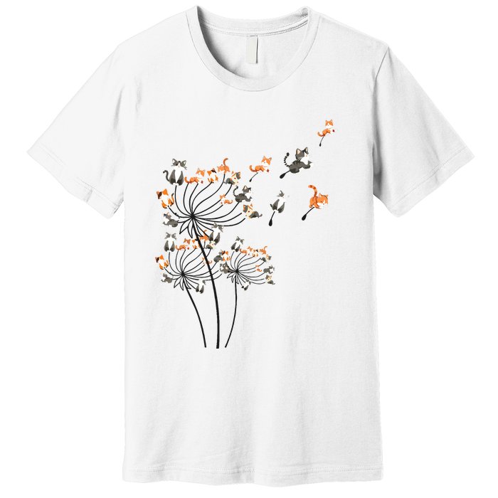 Cat For Women Girl Cute Dandelion Flower Premium T-Shirt