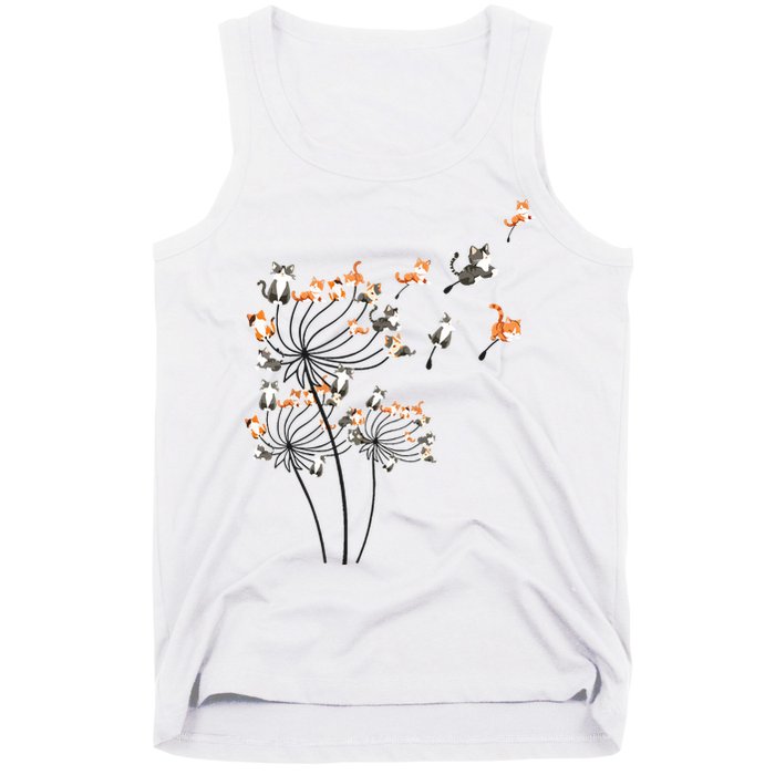 Cat For Women Girl Cute Dandelion Flower Tank Top