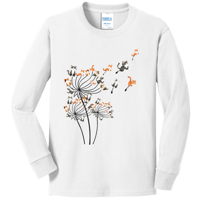 Cat For Women Girl Cute Dandelion Flower Kids Long Sleeve Shirt