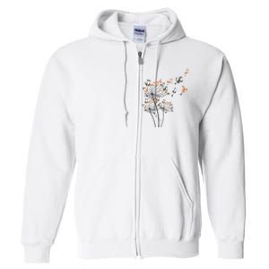 Cat For Women Girl Cute Dandelion Flower Full Zip Hoodie