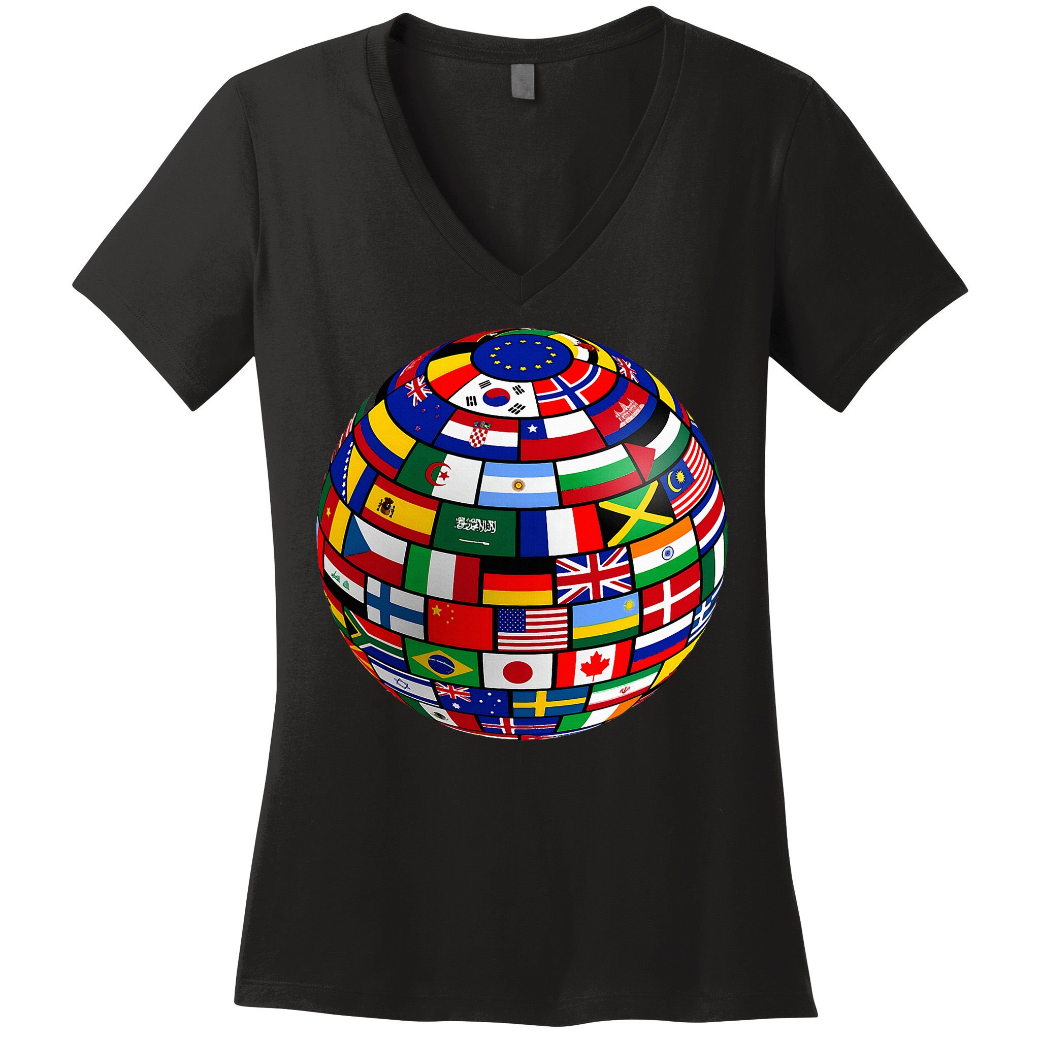 Countries Flags  World Maps  World Maps . Women's V-Neck T-Shirt