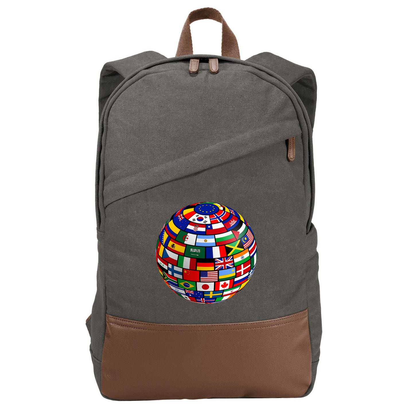 Countries Flags  World Maps  World Maps . Cotton Canvas Backpack