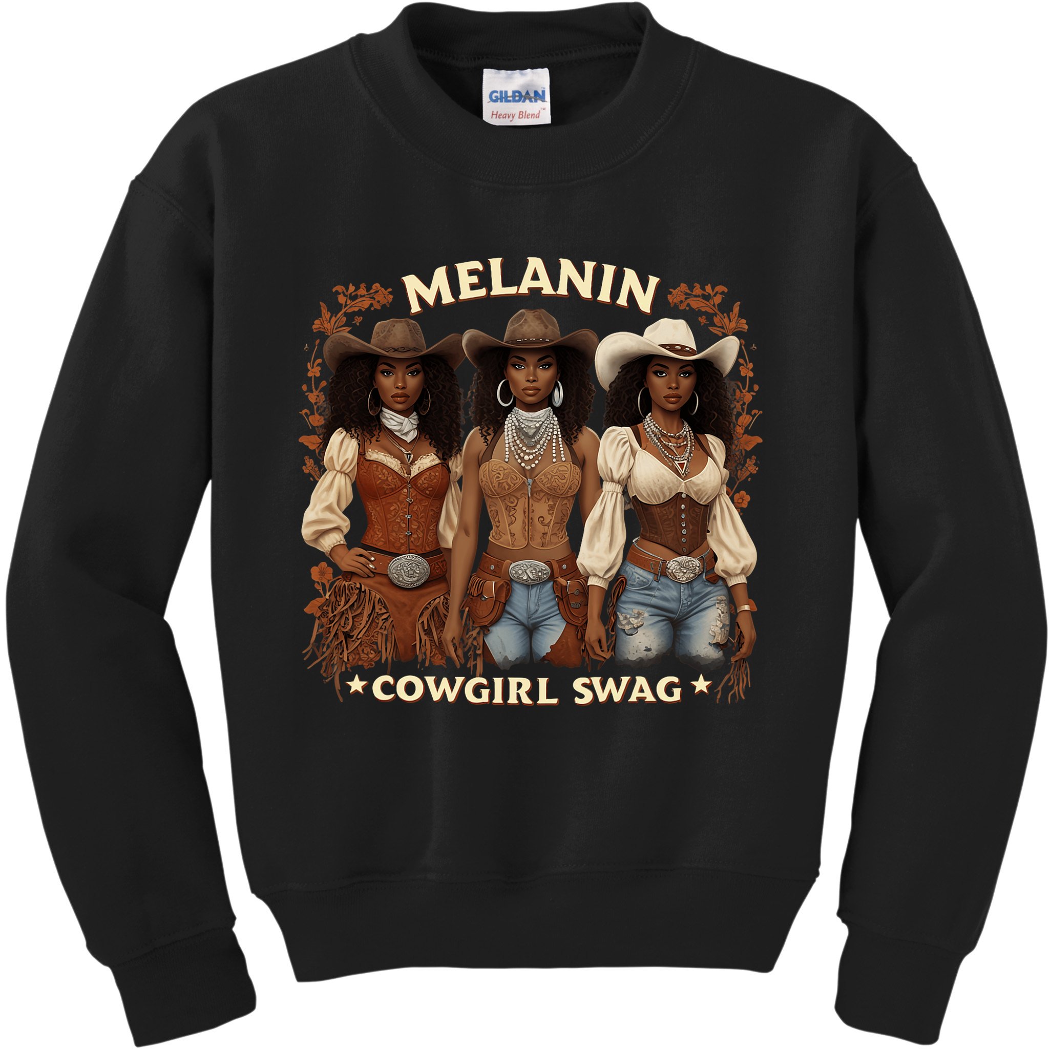 Cowgirl For Women African Melanin Cow Girl Outfit Kids Sweatshirt