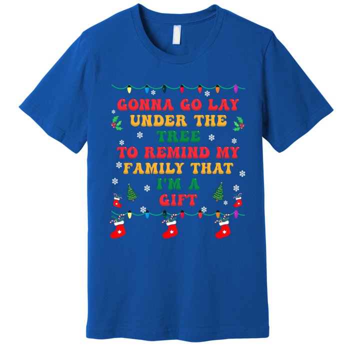 Christmas Family Xmas Pajamas Gonna Go Lay Under The Tree Gift Premium T-Shirt