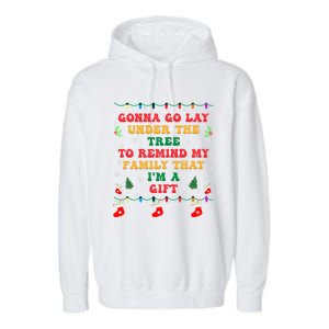 Christmas Family Xmas Pajamas Gonna Go Lay Under The Tree Gift Garment-Dyed Fleece Hoodie