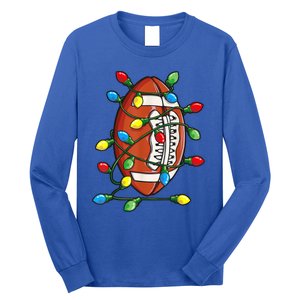 Christmas Football Xmas Lights Funny Sport Gift Long Sleeve Shirt