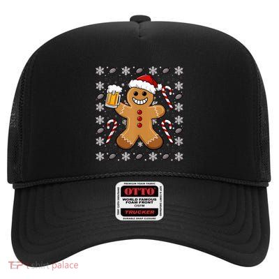 Christmas Family Xmas Ugly Christmas Outfit Merry Beer Drink Tank Top High Crown Mesh Back Trucker Hat