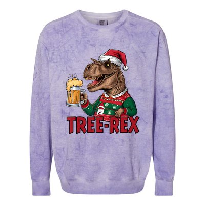 Christmas Family Xmas Ugly Outfit Merry Beer Dinosaur Trex Tank Top Colorblast Crewneck Sweatshirt