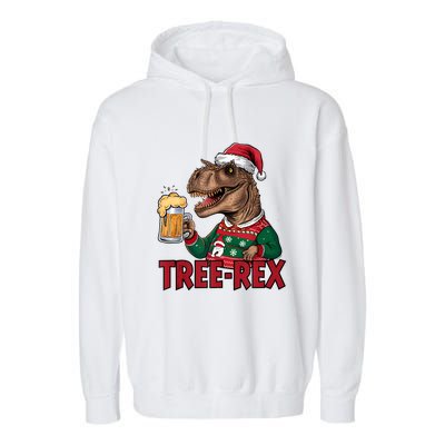 Christmas Family Xmas Ugly Outfit Merry Beer Dinosaur Trex Tank Top Garment-Dyed Fleece Hoodie