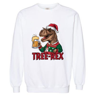 Christmas Family Xmas Ugly Outfit Merry Beer Dinosaur Trex Tank Top Garment-Dyed Sweatshirt