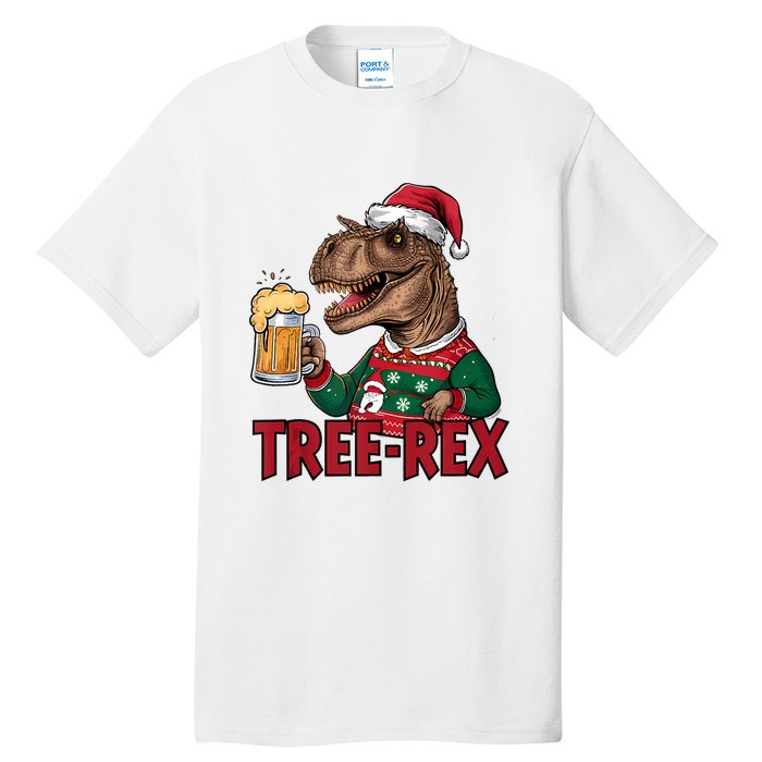 Christmas Family Xmas Ugly Outfit Merry Beer Dinosaur Trex Tank Top Tall T-Shirt