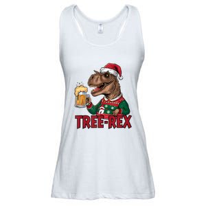 Christmas Family Xmas Ugly Outfit Merry Beer Dinosaur Trex Tank Top Ladies Essential Flowy Tank