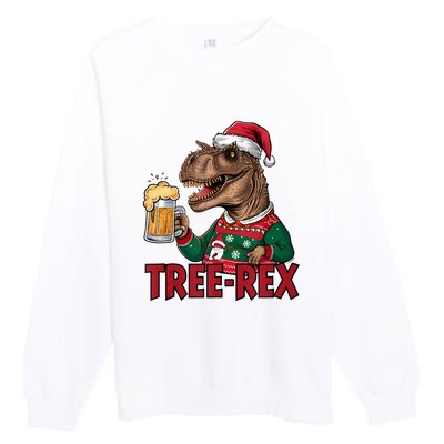 Christmas Family Xmas Ugly Outfit Merry Beer Dinosaur Trex Tank Top Premium Crewneck Sweatshirt