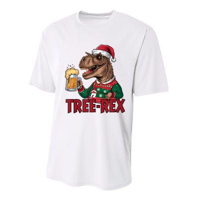 Christmas Family Xmas Ugly Outfit Merry Beer Dinosaur Trex Tank Top Performance Sprint T-Shirt