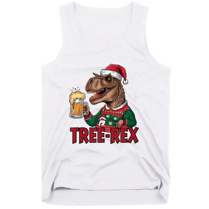 Christmas Family Xmas Ugly Outfit Merry Beer Dinosaur Trex Tank Top Tank Top