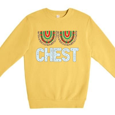 Chest Funny Xmas Chestnuts Matching Couples Christmas Nuts Funny Gift Premium Crewneck Sweatshirt