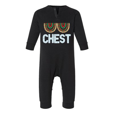 Chest Funny Xmas Chestnuts Matching Couples Christmas Nuts Funny Gift Infant Fleece One Piece