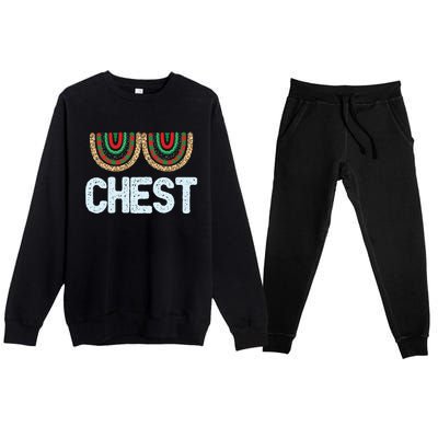 Chest Funny Xmas Chestnuts Matching Couples Christmas Nuts Funny Gift Premium Crewneck Sweatsuit Set