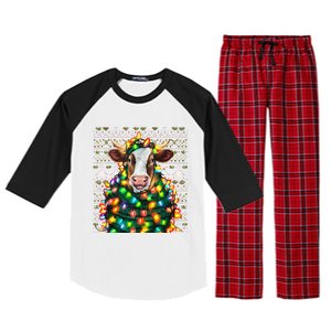 Christmas Family Xmas Ugly Christmas Outfit Merry Cow Tank Top Raglan Sleeve Pajama Set