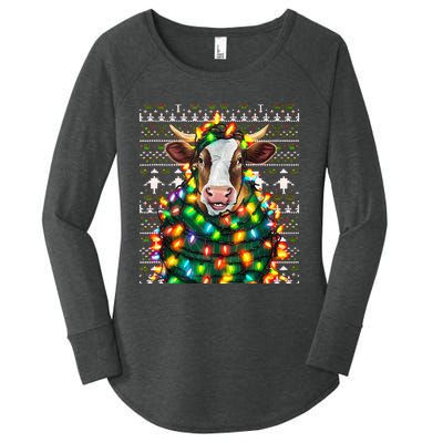 Christmas Family Xmas Ugly Christmas Outfit Merry Cow Tank Top Women's Perfect Tri Tunic Long Sleeve Shirt