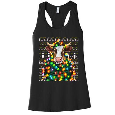 Christmas Family Xmas Ugly Christmas Outfit Merry Cow Tank Top Women's Racerback Tank