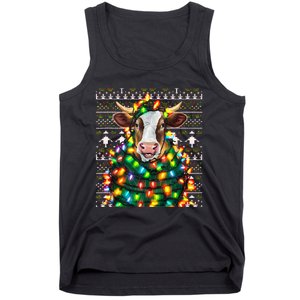 Christmas Family Xmas Ugly Christmas Outfit Merry Cow Tank Top Tank Top