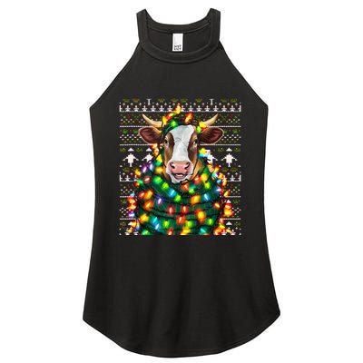 Christmas Family Xmas Ugly Christmas Outfit Merry Cow Tank Top Women's Perfect Tri Rocker Tank