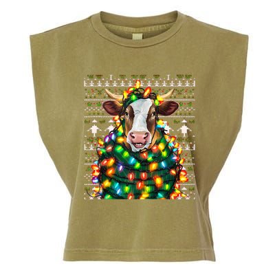 Christmas Family Xmas Ugly Christmas Outfit Merry Cow Tank Top Garment-Dyed Women's Muscle Tee