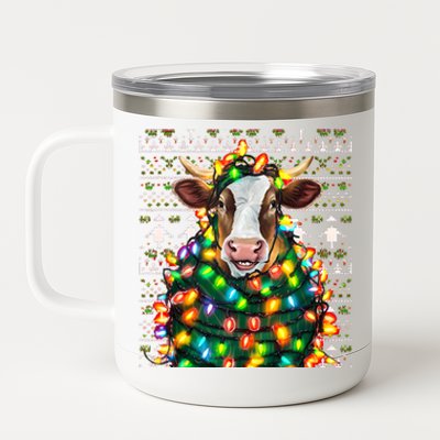 Christmas Family Xmas Ugly Christmas Outfit Merry Cow Tank Top 12 oz Stainless Steel Tumbler Cup