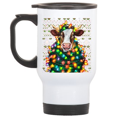 Christmas Family Xmas Ugly Christmas Outfit Merry Cow Tank Top Stainless Steel Travel Mug