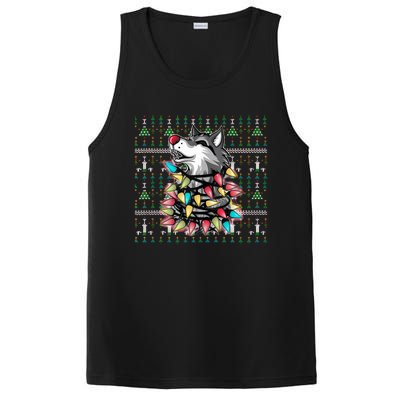 Christmas Family Xmas Ugly Christmas Outfit Merry Wolf Tank Top PosiCharge Competitor Tank