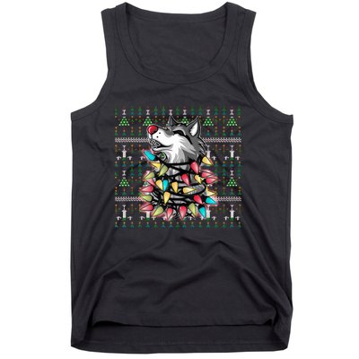 Christmas Family Xmas Ugly Christmas Outfit Merry Wolf Tank Top Tank Top