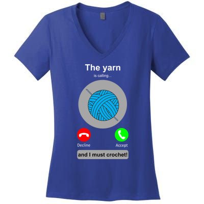 Crochegift Funny Yarn Calling Crochet Lover Crocheting Gift Women's V-Neck T-Shirt