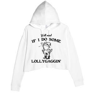 Cowboy Frog YAll Mind If I Do Some Lollygaggin Crop Fleece Hoodie