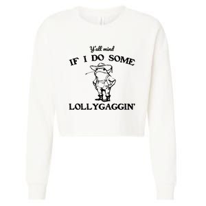 Cowboy Frog YAll Mind If I Do Some Lollygaggin Cropped Pullover Crew