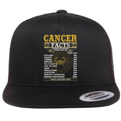 Cancer Facts Zodiac Signs Funny Birthday Funny Gift Cute Gift Flatbill Hat