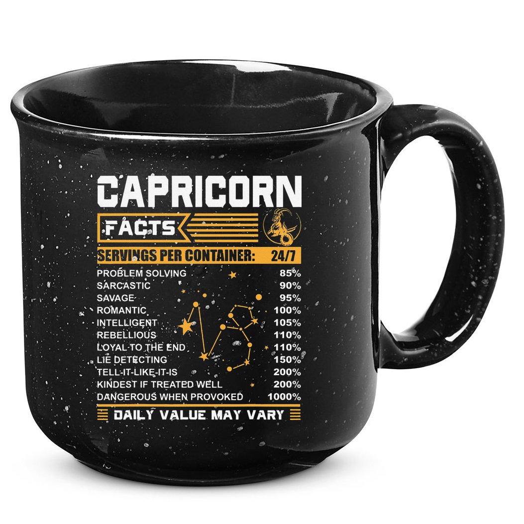 Capricorn Facts Zodiac Funny Capricorn Birthday Gift 15oz Campfire Ceramic Mug