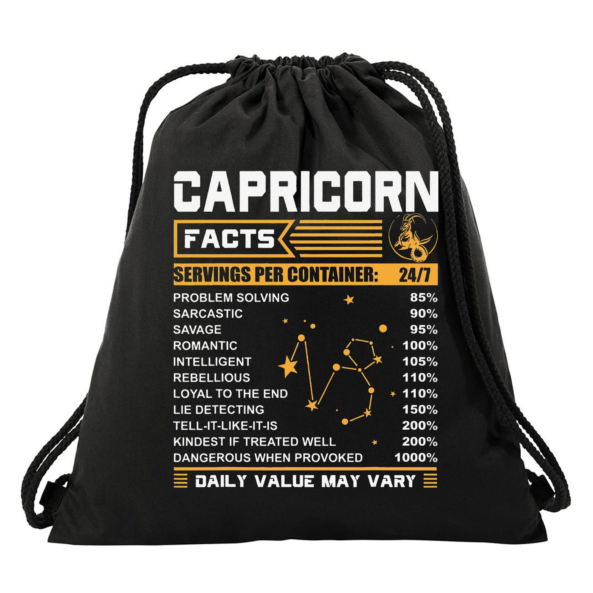 Capricorn Facts Zodiac Funny Capricorn Birthday Gift Drawstring Bag