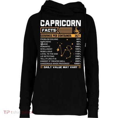 Capricorn Facts Zodiac Funny Capricorn Birthday Gift Womens Funnel Neck Pullover Hood