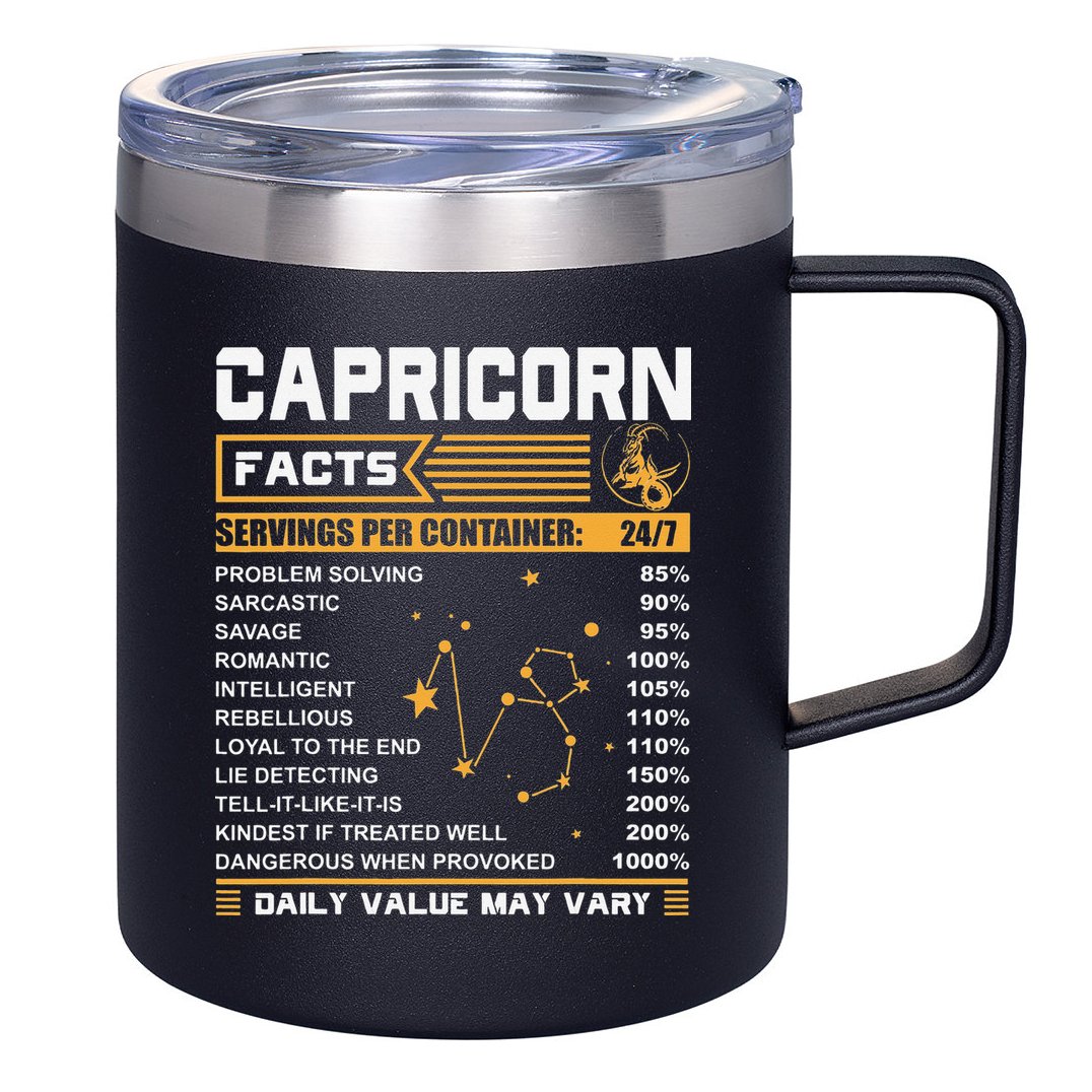 Capricorn Facts Zodiac Funny Capricorn Birthday Gift 12oz Stainless Steel Coffee Mug