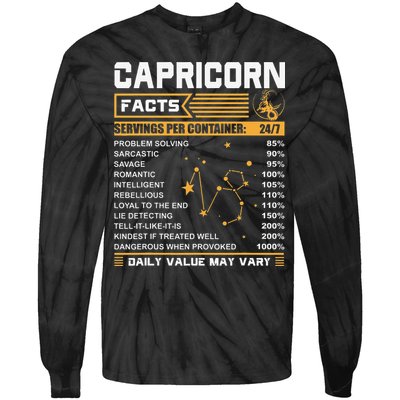 Capricorn Facts Zodiac Funny Capricorn Birthday Gift Tie-Dye Long Sleeve Shirt